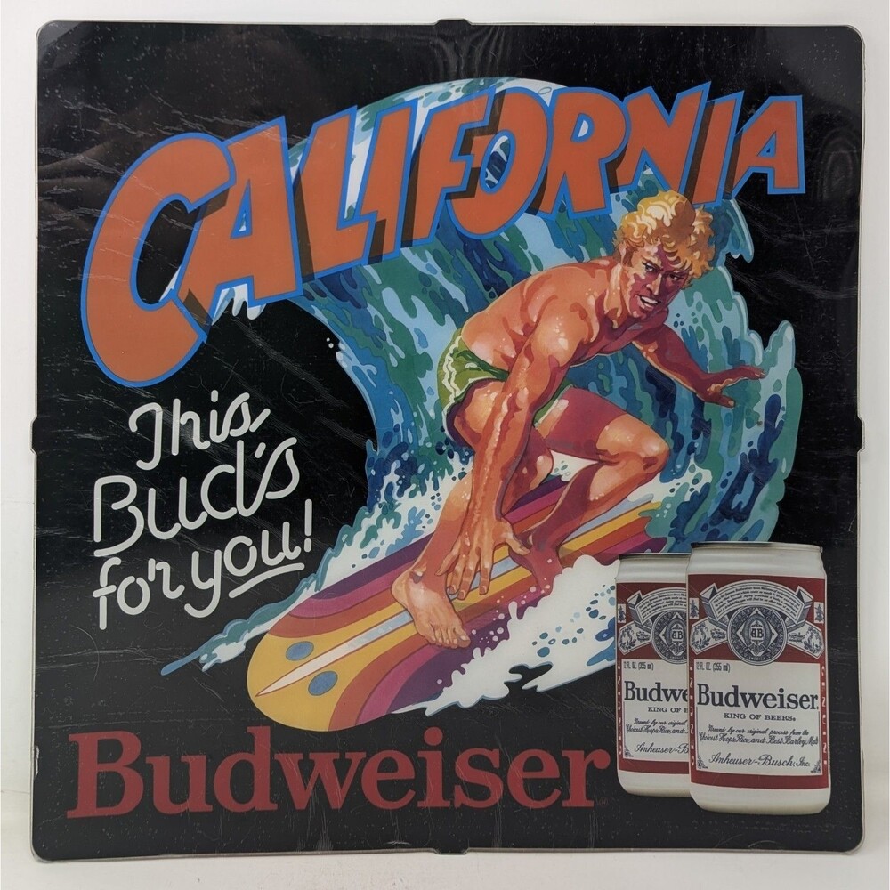 Budweiser California This Bud's For You Robert Redford Surfing Sign Insert Only